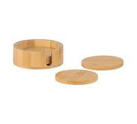 Andrea House Ms72076 Set de 4 sous-verres en bambou avec support Ø 11 x 4 cm