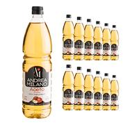 Andrea Milano, vinaigre de pomme, au goût délicat et aromatique, idéal pour accompagner les légumes cuits et crus, 5% d'acidité, fabriqué en Italie, 12 bouteilles en PET de 1 L
