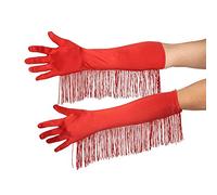 Andrea Moden- Gants en Satin avec Franges, Mixte Adulte, 0202/6, Rouge, Taille Unique