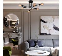 CONCEPT USINE | Plafonnier Lustre Croisé en Fer | Design Andrea Noir | Matière Originale | Suspension Moderne | Décoration d'Intérieur | Capacité 6 Ampoules | Puissance 40 W Max