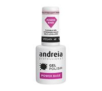 Andreia Professional Vernis à Ongles Gel à Paillettes Power Base - Base Haute Viscosité pour les Ongles plus forts - Gel de base pour Extensions d'Ongles - Vegan - Rose Pâle Pailleté - 10,5 ml