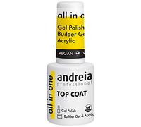 Andreia Professional Vernis Semi-Permanent Top Coat - Gel Semi-Permanent de Finition pour Ongles Séchage UV-LED - Gels Polish Vegan - Idéal pour le Nail Art - Couche Finale Transparente - 10.5 ml