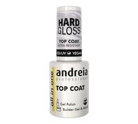 Andreia Professional Vernis Semi-Permanent Top Coat Hard Gloss- Finition pour Ongles Séchage UV-LED - Gels Polish Vegan - Idéal pour le Nail Art - Couche Finale Transparent Extra resistant - 10.5 ml