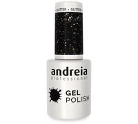 Andreia Vernis Gel Semi-Permanent pour Lampe UV/LED - Vernis à Ongles Couleur Intense Tenue 4 Semaines pour French Manucure - Couleur 244 Paillettes noires - Nuances de Nuit - 10 ml