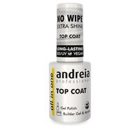 Andreia Vernis Top Coat No Wipe Professionnel - Gel Semi-Permanent de Finition pour Ongles Séchage UV-LED - Gels Polish Vegan - Idéal pour le Nail Art - Couche Finale Effet Brillant - 10.5 ml