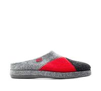 Andrés Machado - Chaussons pour homme et femme pour l´hiver - Slippers - AM001 - Tissu multicolore et doublure en feutre - Semelle de marche en caoutchouc -Rouge et gris, EU 37