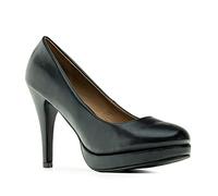 Andrés Machado - Élégants Escarpins à Plateforme pour Femmes/Filles - AM554 - Bout Arrondi - Talons Fins - pour l´été et l´Hiver - Simili Cuir Noir, EU 35