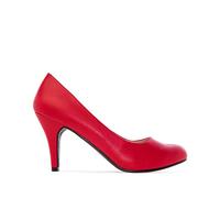 Andrés Machado - Élégants Escarpins rétro pour Femme/Adolescent pour l´été et l´Hiver - AM422 - Bout Arrondi en Simili Cuir - Talons Moyens Fins - Rouge, EU 34