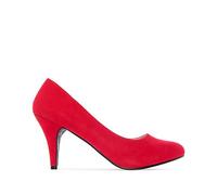 Andrés Machado - Élégants Escarpins rétro pour Femme/Adolescent pour l´été et l´Hiver - AM422 - Bout Arrondi - Modèle Taille Petit - Talons Fins - Simili Nubuck - Couleur Rouge - EU 37