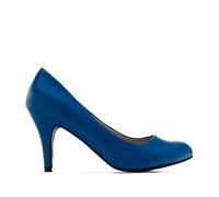 Andrés Machado - Élégants Escarpins rétro pour Femme/Adolescent pour l´été et l´Hiver - AM422 - Bout Arrondi - Modèle Taille Petit - Talons Fins - Simili Cuir- Couleur Bleu- EU 43