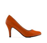 Andrés Machado - Élégants Escarpins rétro pour Femme/Adolescent pour l´été et l´Hiver - AM422 - Bout Arrondi - Modèle Taille Petit - Talons Fins - Simili Cuir- Couleur Orange - EU 43
