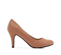 Andrés Machado - Élégants Escarpins rétro pour Femme/Adolescent pour l´été et l´Hiver - AM422 - Bout Arrondi - Modèle Taille Petit - Talons Fins - Simili Cuir- Couleur Maquillage- EU 42