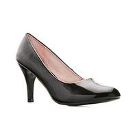 Andrés Machado - Élégants Escarpins rétro pour Femme/Adolescent pour l´été et l´Hiver - AM422 - Bout Arrondi en Vernis Modèle Taille Petit - Talons Fins - Verni Noir - EU 43