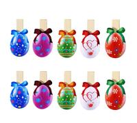 ANDRESLAD 10 Pièces Clips Photo Bois Œufs de Pâques Colorés Porte-memo et Photos pour Décoration de Fête Cadeaux et Usage Répété