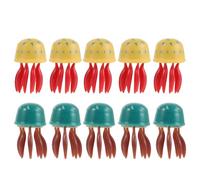ANDRESLAD 10 Pièces Décorations D’Aquarium de Pieuvre 10 Pièces Plastique Solide Vert et Jaune, Figurines Miniatures Flottantes pour Aménagement Paysager Aquarium, Accessoires Décoratifs