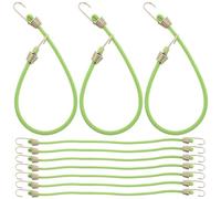 ANDRESLAD 10 pièces Mini Sangles Élastiques avec Crochets Vertes Cordes Élastiques Réutilisables pour Fixation Bagages Vélo et Accessoires Camping