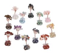 ANDRESLAD 12 Mini Arbres à Argenté en Cristal Décoratifs - Bonsaï Amulette en Cristal Transparent Ornement de Bureau Feng Shui Arbre de Richesse sans Entretien Set de 12 Pièces pour