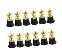 ANDRESLAD 12 pièces Trophées Étoile Garçon Fille Prix Récompenses Sportives Base Noire Personnalisable Légers pour Concours Scolaires