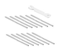 ANDRESLAD 12 pièces Vis Tire-fond Acier Inoxydable pour Garde-corps Câble avec Clé Vis à Sertissage Robuste pour Poteau Bois Ajustables Droite et Gauche Kit Fixation pour Câble de Terrasse