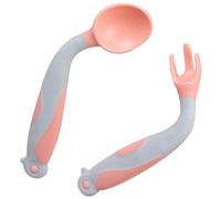 ANDRESLAD 1ensemble Set De Couverts Portable Silicone Ergonomique Fourchette Et Cuillère Pour Apprentissage Dînette Ustensiles Légers Et Anti-dérapants