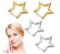 ANDRESLAD 2 paires Boucles Oreilles Étoiles Minimalistes Boucles Créoles Petites Étoiles à Cinq Branches pour Femmes et Filles Légères et Élégantes Cadeau Anniversaire et Saint-valentin