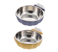 ANDRESLAD 2 pièces Bol Suspendu Antirouille en Acier Inoxydable pour Chiens et Chats Bol Multifonction Volume Kit Jaune et Bleu Facile à Nettoyer et Adapté Aux Cages