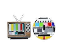 ANDRESLAD 2 pièces Broche Rétro Tv Channels Créative Forme Petite Épingle Costume Décoration Originale et Cadeau Chic pour Femmes