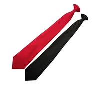 ANDRESLAD 2 pièces Cravate Clip Homme Rouge et Noire Polyester Texture Douce Facile à Porter pour Scolaires et de Diplômes