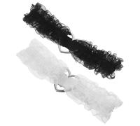 ANDRESLAD 2 Pièces Jarretière de Jambe Dentelle Blanche Jarretière Élastique Forme de Cœur pour Femme Ajustable pour Noce et Soirées