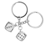 ANDRESLAD 2 pièces Porte-clés Dés Métal avec Pendentif Cube Rétro Accessoires Créatifs pour Sac Porte-monnaie Voiture Cadeau Original pour Amateurs de Jeux