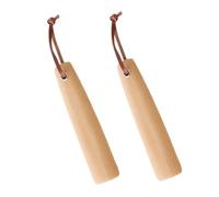 ANDRESLAD 2 pièces Shoe Horn Bois Court Accessoire Portable pour Seniors Femmes Enceintes Manche Ergonomique Rayures Aide à Enfiler Chaussures Sans
