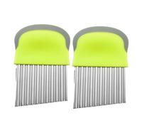 ANDRESLAD 2 pièces Trancheur Ondulé de Pommes de Terre Acier Inoxydable Vert Coupe Légumes Créative Découpe Ondulée Facile pour Carotte Concombre Oignon
