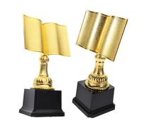 ANDRESLAD 2 pièces Trophée Lecture Plastique Doré Forme de Coupe pour Compétition Scolaire Cadeau Lectrice et Lecteur