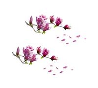 ANDRESLAD 2pièces Stickers Muraux Autocollants Fleurs De Magnolia Décoration Murale Et Amovible Pour Salon Chambre Restaurant