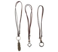 ANDRESLAD 3 pièces Collier Double Cercle Cuir Rétro pour Hommes et Femmes Pendentif Élégant Cordon Tour de Cou Assortiment Style Décontracté