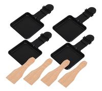 ANDRESLAD 4 ensembles Set de Mini Poêles Carrées Antiadhésives pour Raclette Électrique Chauffe-raclette Rapide pour Fromage Fondant Poêlons avec Spatules Grill Polyvalent pour Viandes et