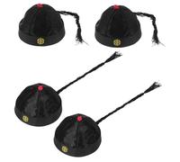 ANDRESLAD 4 Pièces Chapeaux Orientaux Qing avec Queue de Cheval pour Adultes Accessoires Cosplay et Costume Chinois pour Fête Spectacle et Photographie