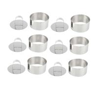 ANDRESLAD 4 pièces Lot de Cercles à Mousse Ronds Acier Inoxydable Moules Pâtisserie avec Poussoir Outils de Cuisson Antiadhésifs pour Gâteaux Maison et Professionnels