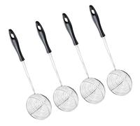 ANDRESLAD 4 pièces Lot de Cuillères Passoires Acier Inoxydable Noir pour Cuisine Filtre Multifonction pour Fondue et Buffet Ustensile Cuisine Inox Professionnel Suspension