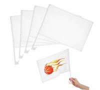 ANDRESLAD 4 pièces Lot de Petits Drapeaux Blancs Vierges sur Bâtons pour Décoration et Animation Légers et Durables pour Fans Compétitions et Véhicules Poignée Confortable et Résistante Aux