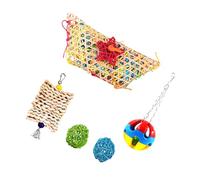 ANDRESLAD 5 pièces Mangeoire Suspendu pour Poules et Perroquets Balles à Mâcher et Tissages Anti-Stress pour Animaux de Compagnie Ensemble de Jouets Occupation pour Couleur Aléatoire