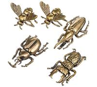 ANDRESLAD 5 Pièces Ornements Antiques En Bronze Décor Animalier Ornements En Métal Décorations D'insectes Décorations D'abeilles Pour La Maison Figurine Miniature Bureau Laiton