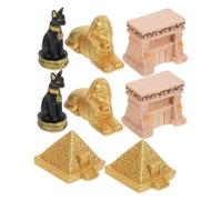 ANDRESLAD 8 pièces Figurines Égyptiennes Miniatures Résine Ensemble Pyramide Déesse Chat et Sphinx Modèles Compacts et Durables pour Décor Micro-Paysage et Collection