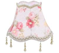 ANDRESLAD Abat-Jour Rose en Tissu Rétro Cloche 25X13X20 CM avec Franges et Perles Abat-Jour pour Lampe de Table Vintage Décoration Chambre Protection Ampoule et Lumière Douce