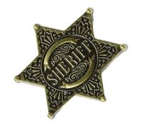 ANDRESLAD Badge Shérif Hexagonal Vintage Alliage Métallique Insigne Policier Usa et Résistant Décoloration Épingle à Revers Unique pour Accessoires Memorial Day et Costumes Western