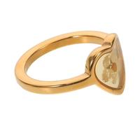 ANDRESLAD Bague Cœur Artisanale Plaquée Or 18K en Acier Inoxydable Doré Ornée de Fleurs Séchées Pressées Taille Ajustée Bijou Floral Unique pour Femme Accessoire Mode Élégant Quotidien