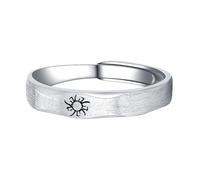 ANDRESLAD Bague de Couple Réglable en Argenté S925 Anneau Ouvert Lune et Soleil Bague Chic pour Homme Accessoire de Mariage et Présent D’Anniversaire Décoration des Doigts Bijouterie