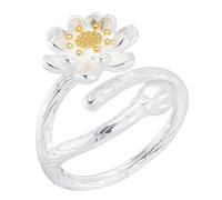 ANDRESLAD Bague Fleur de Lotus Ouverte Ajustable Plaqué Or pour Femme Anneau Décoratif Esthétique Unique Confortable pour Soirée Mariage et Cadeau Romantique