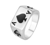 ANDRESLAD Bague Homme As de Pique Acier Titane Anneau Punk Poker Style Rétro Bijou et Confortable pour Usage Quotidien