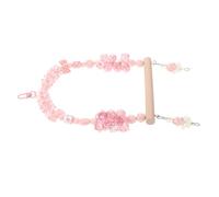 ANDRESLAD Balançoire Suspendue pour Perruches en Bois Naturel avec Nœud Rose Perlé, à Grimper Mâcher Multifonction, Perchoir Debout Sécurisé pour Cages, Stimulant L'Activité des Petits